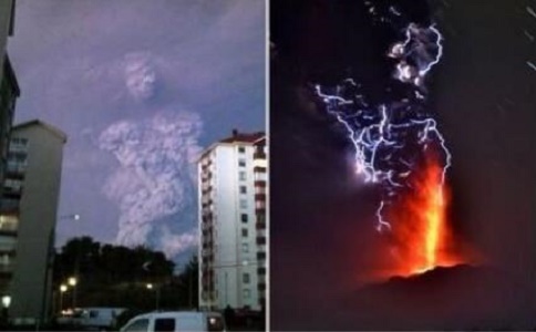 智利火山爆发天空出现巨人身影，难道是神发怒了？_未解之谜