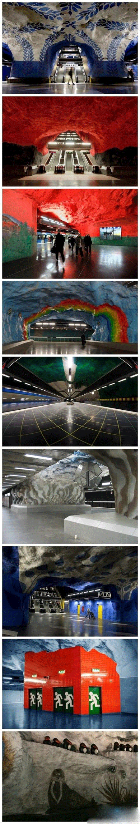 斯德哥尔摩的地铁,被誉为世界上最长的地下艺术长廊